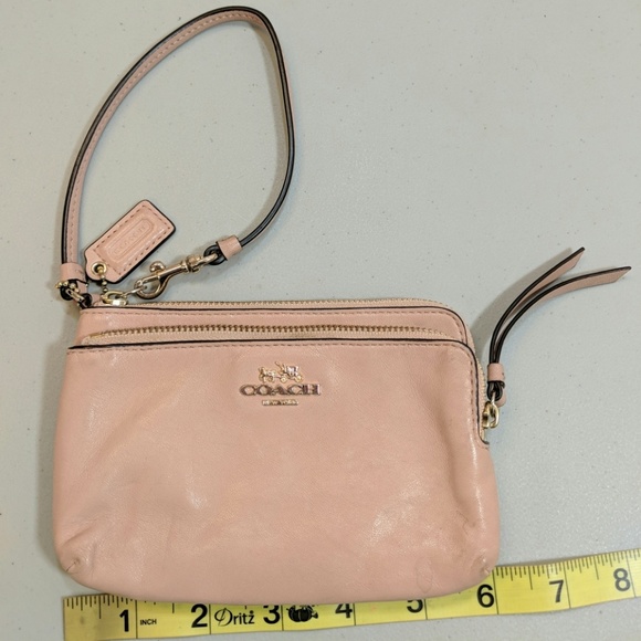 Coach Handbags - Coach Pink Leather Wristlet Small w/ Two Pockets